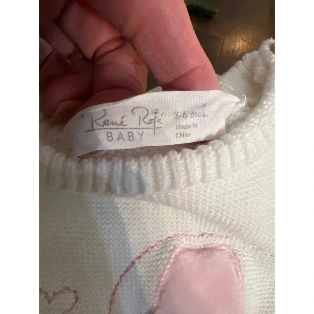 Rene Rose Baby‎ White Elephant Sweater 3-6 Months Long Sleeve Knit Top